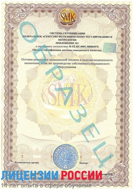 Образец сертификата соответствия (приложение) Кириши Сертификат ISO 13485